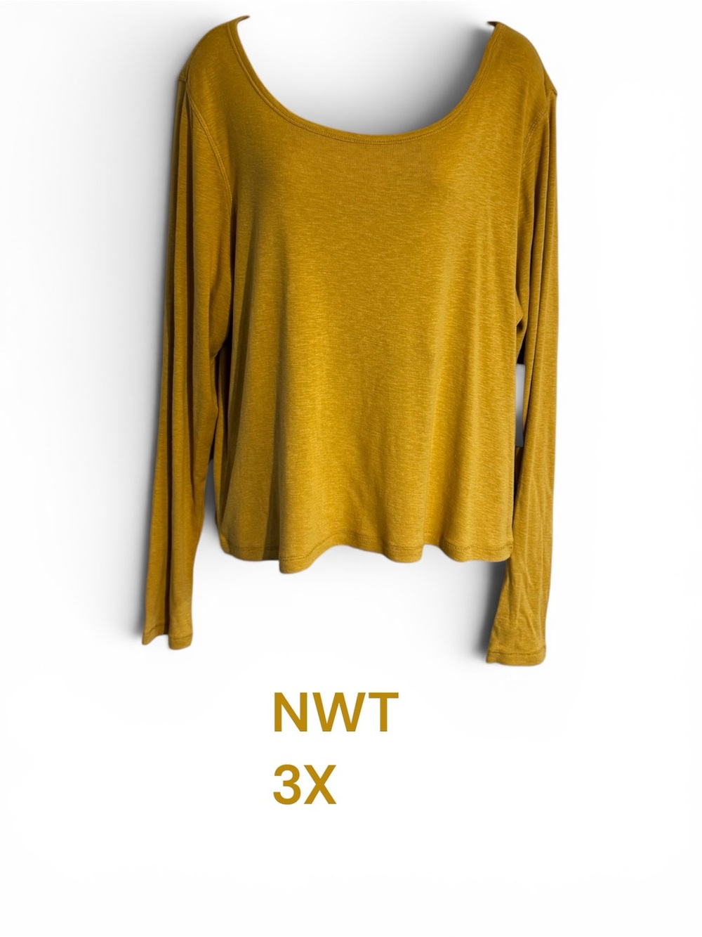 NWT True Craft Long Sleeve Scoop Neck Top - Mustard - FALL!!  PLUS: 3X   #W